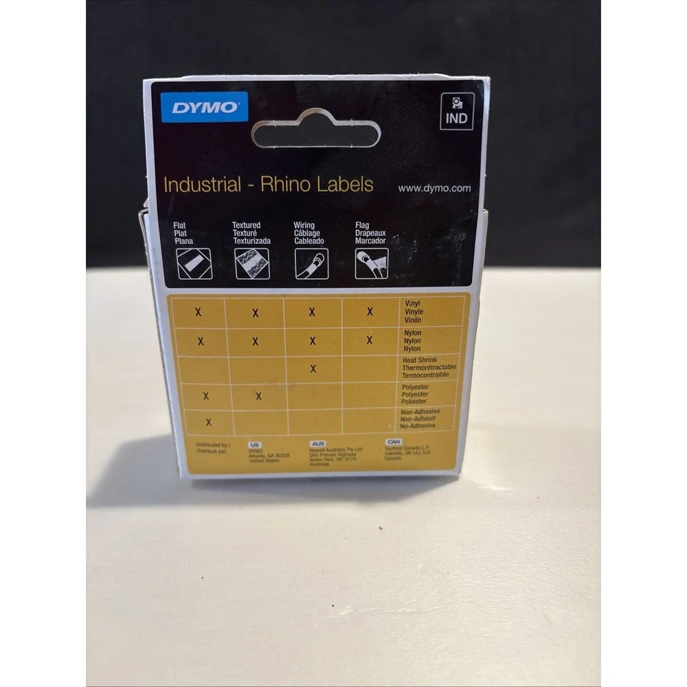 Dymo 1805430 Rhino Industrial Vinyl Label Tape 1in x 18ft Black on White
